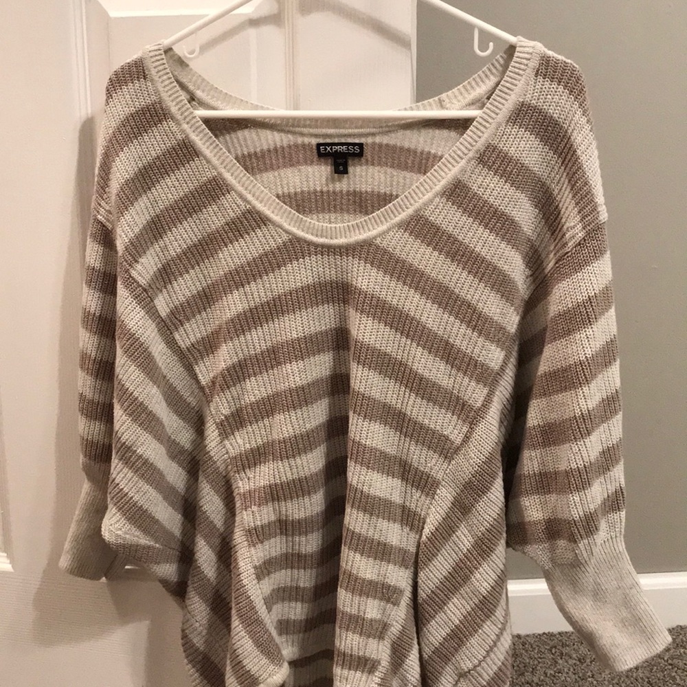 Tan + cream striped Express sweater
